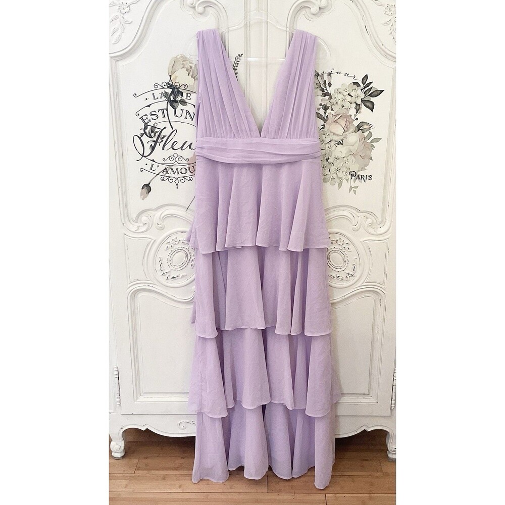 Lilac Tiered V-Neck Maxi Dress - Picture 7 of 11